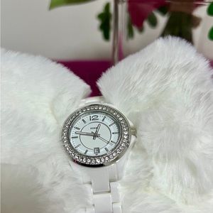 Fossil Riley White Dial Crystal White Resin Ladies Watch ES3251